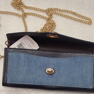 Coach denim & leather envelope clutch/crossbody bag